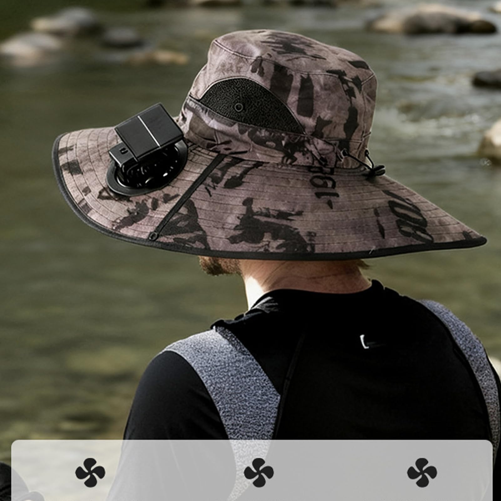 Sombrero con Ventilador Incorporado y Panel Solar - Gorra de Ala Ancha con 4 Ventiladores de Energía Solar - Sombrero de Pescador | Para Pesca, Senderismo, Jardinería, Viajes, Playa, Golf, Paseos en B