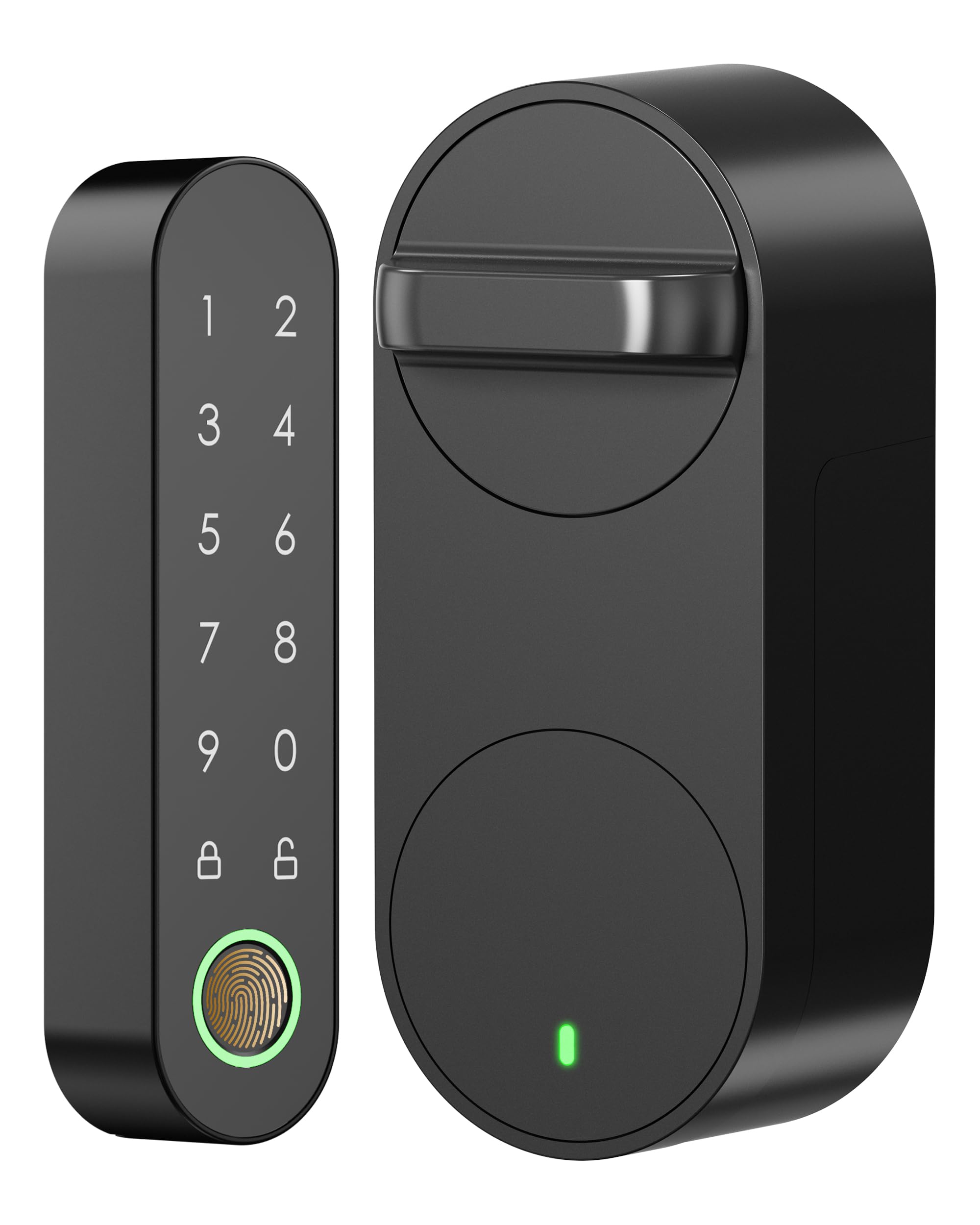Signstek Smart Lock, Smartes Türschloss Fingerabdruck & Bluetooth – Nachrüstbarer Elektronischer Schloss Türöffner per App, Code, Smartphone, ohne Austausch des Schließzylinders (Schwarz)