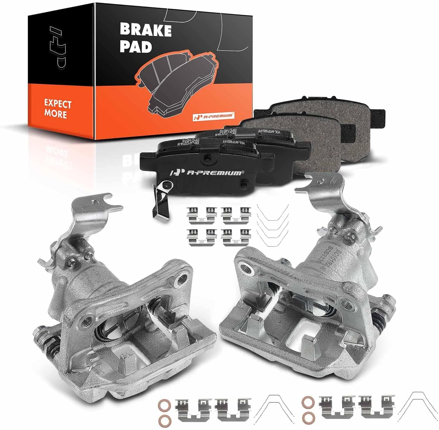 A-Premium Rear Disc Brake Calipers with Ceramic Pads Compatible with Honda Accord 2008-2012 Acura TSX 2009-2014 6-PC Set