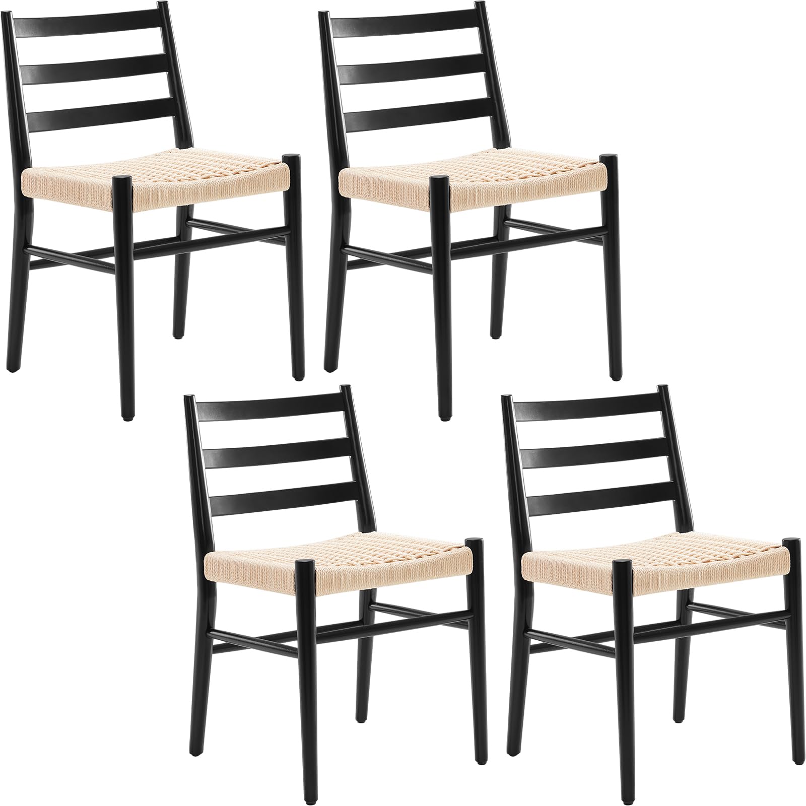 Stary Wood Rattan Dining Room Chairs with Comfortable Woven Seat,Fully-Assembled