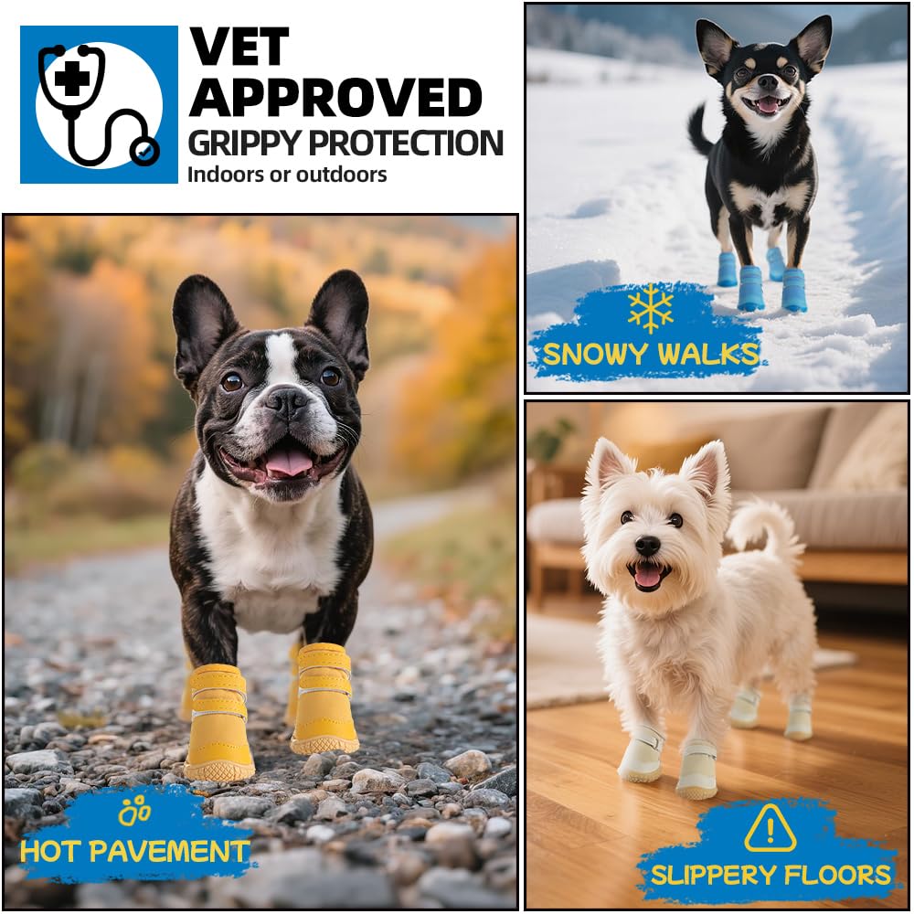 Chaussures pour Chien de Petite Taille - Violet - Taille 1 | Respirant, protège-pieds pour pavage chaud hiver neige, semelle antidérapante robuste, pour sols en bois franc randonnée en