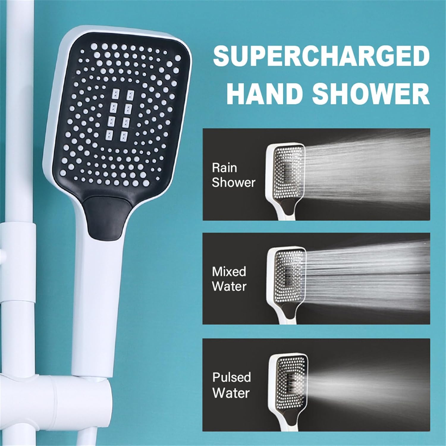 Shower System, Bathroom Shower Faucet Set Complete 4 Functions Shower Fixtures Wall Mounted Shower Kit with Valve and Rain Shower Head, 3 Functions Handheld Shower Head