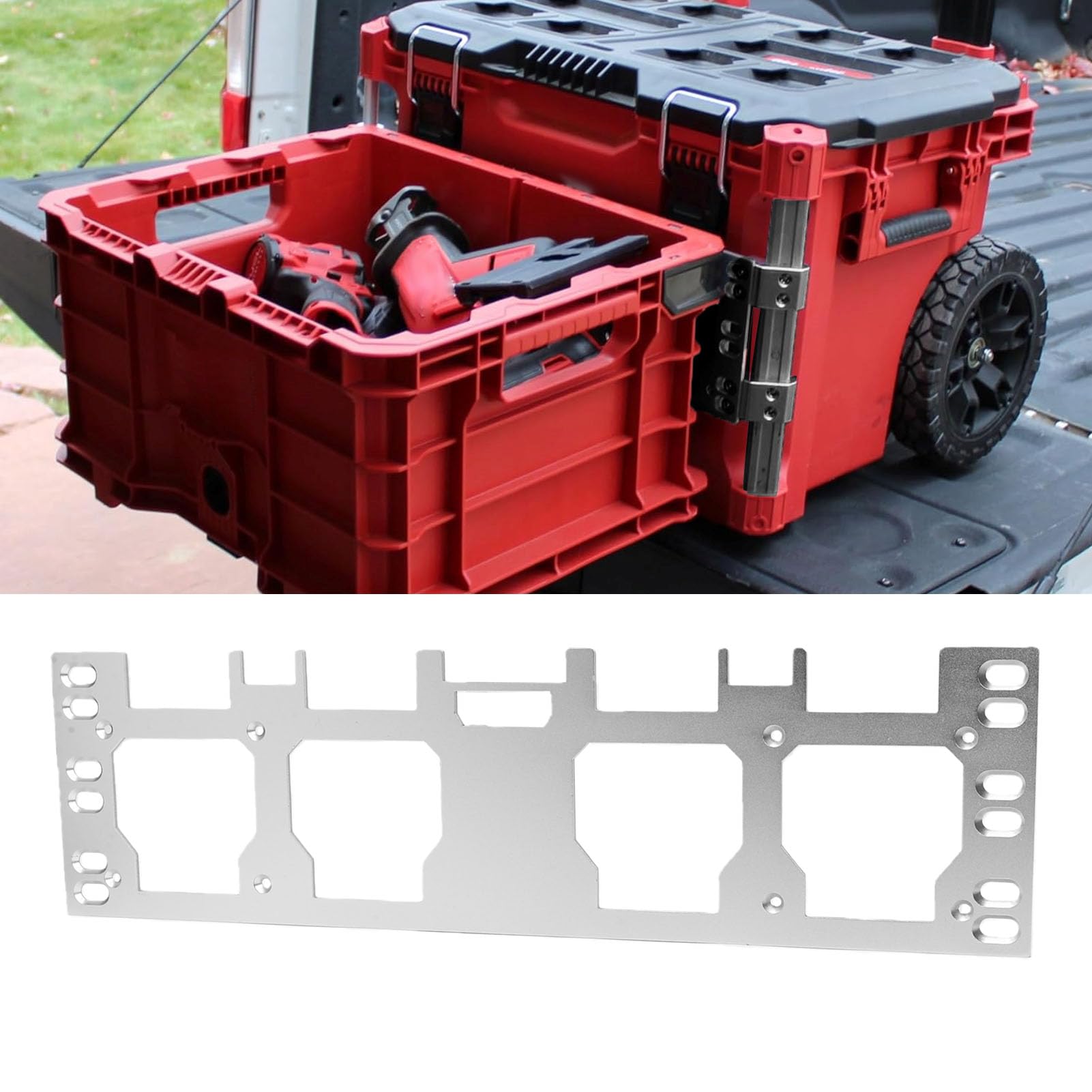 Yctze Caja de Herramientas Placa de Montaje de Almacenamiento Lateral Soporte de Montaje Frontal para Paquete con Ranura de Bloqueo de Aleación de Aluminio de Alta Resistencia y Fácil