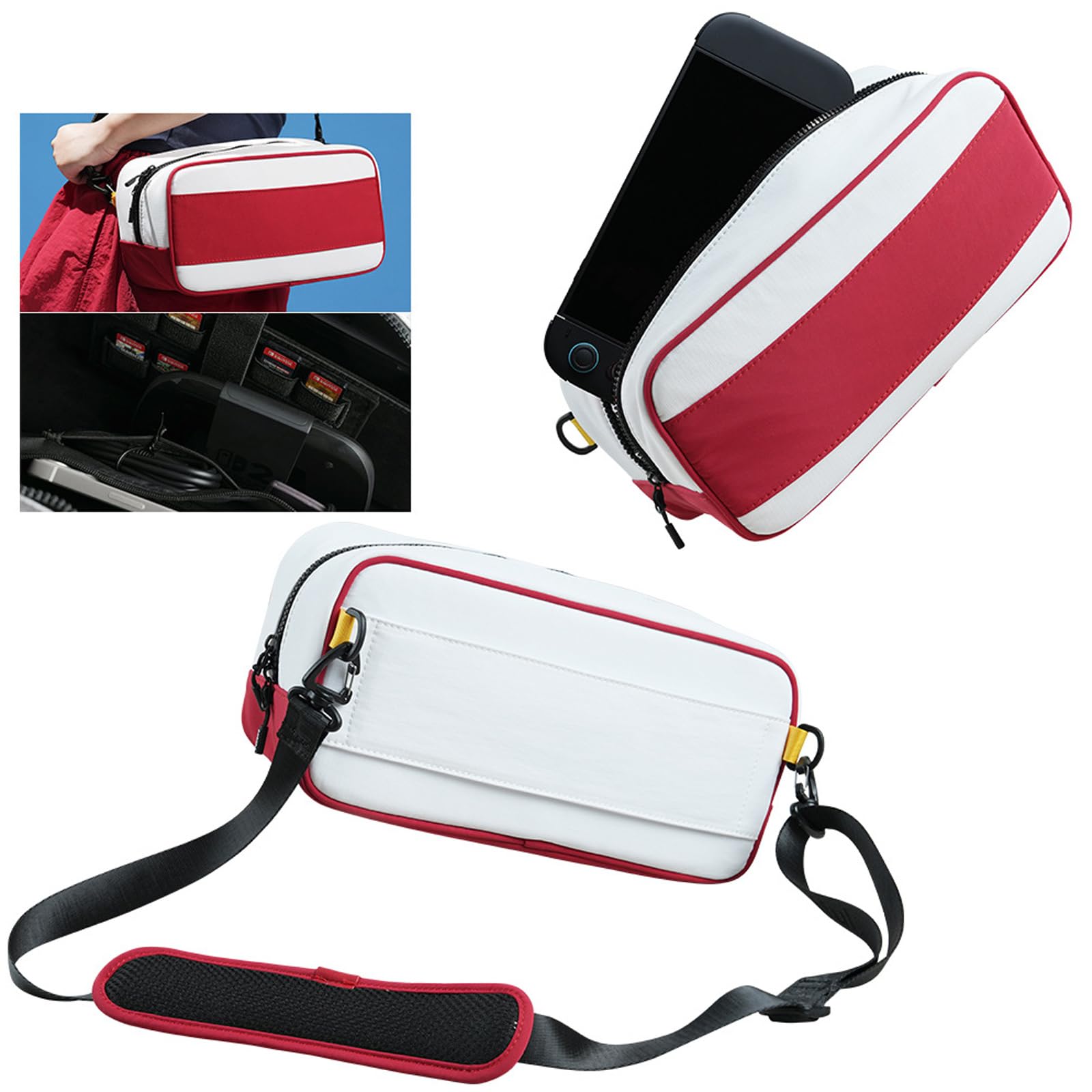 Oxxggkao Borsa per console Custodia antigraffio per custodia protettiva NS2 con slot per schede e tracolla Borse da viaggio Custodia da trasporto