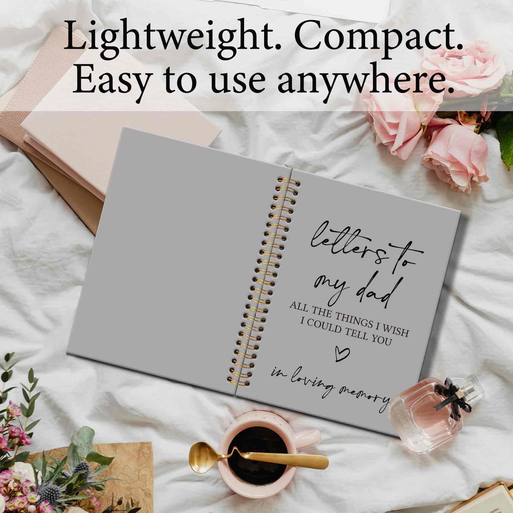 Cuaderno de notas con texto en inglés "Letters to My Dad" de 5.5 x 8.3 pulgadas, diario de quejas de duelo para escribir, regalos conmemorativos de duelo para tomar notas, regalos para papá en