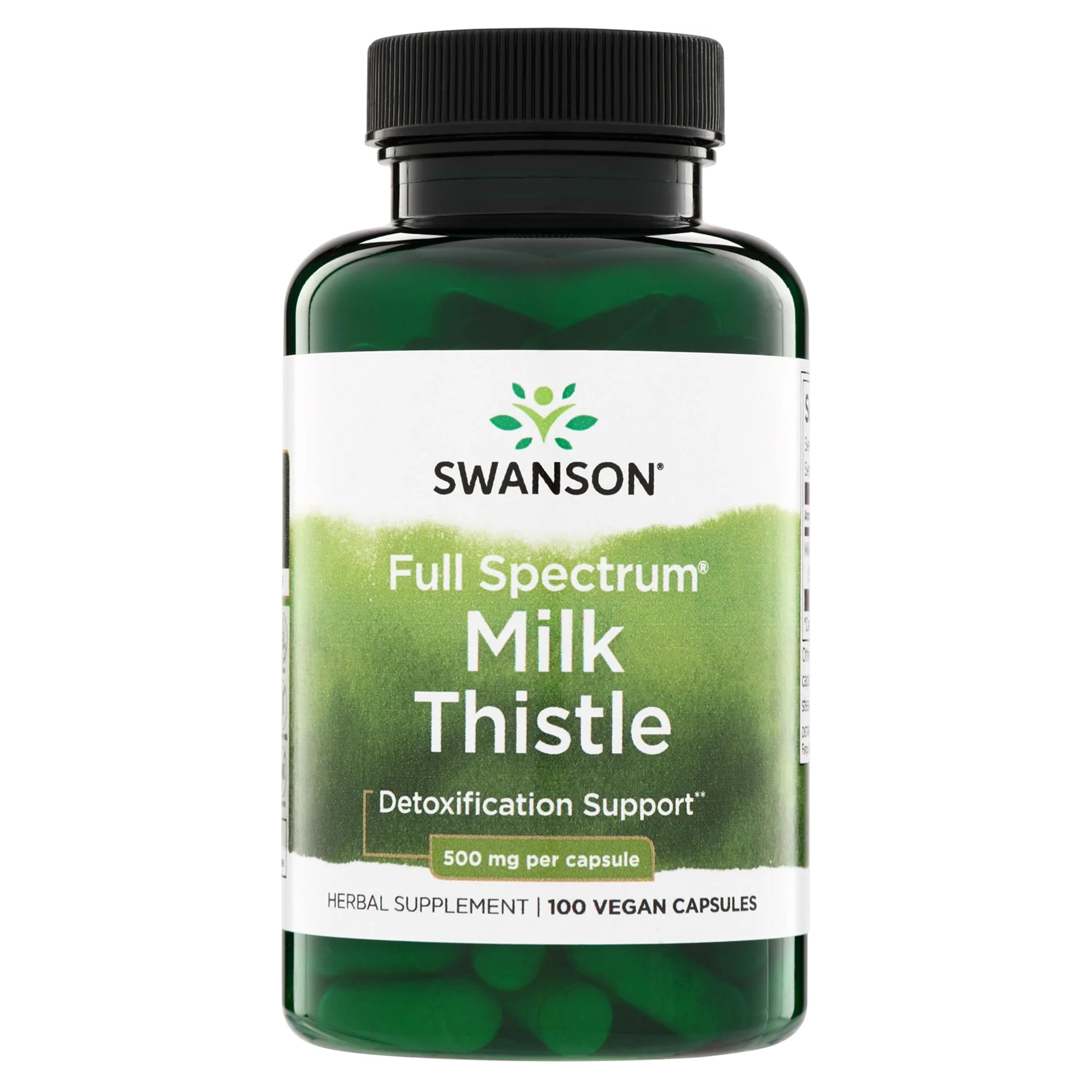 Swanson Full Spectrum Milk Thistle, 500 mg, 100 Vegan Capsules 100 Count (Pack of 1)