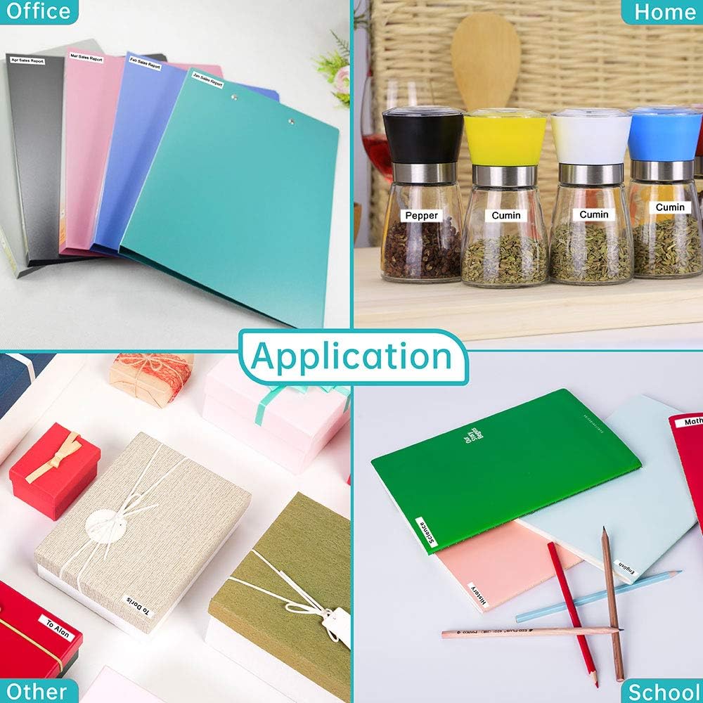 Examples of UniPlus D1 label tape applications in various settings