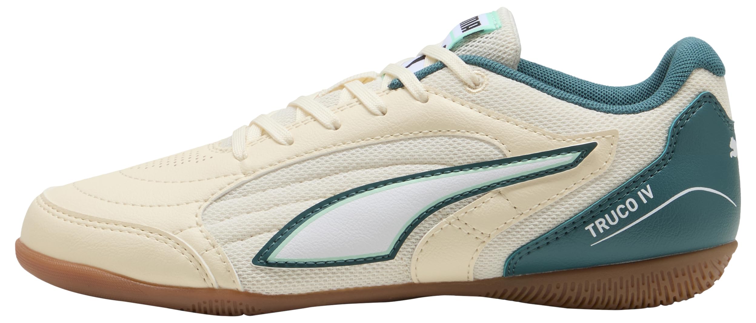 PUMA TRUCO IV JR Soccer Shoe, SUGARED Almond White-Emerald ICE-Mint Jelly Black, 5 UK