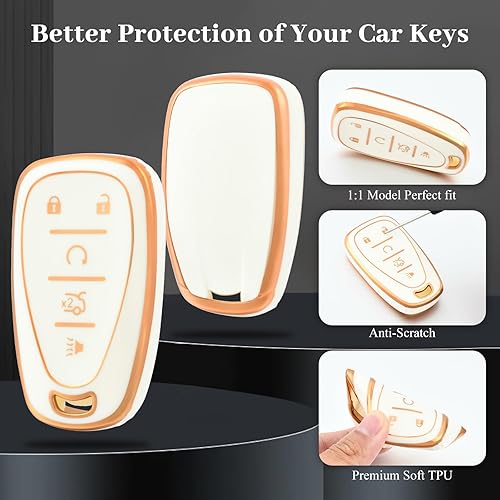 Vista 16 de OFFWEGO - Funda protectora para llavero de Chevrolet, funda protectora de TPU adecuada para Chevrolet Malibu Tahoe Camaro Equinox Cruze Silverado