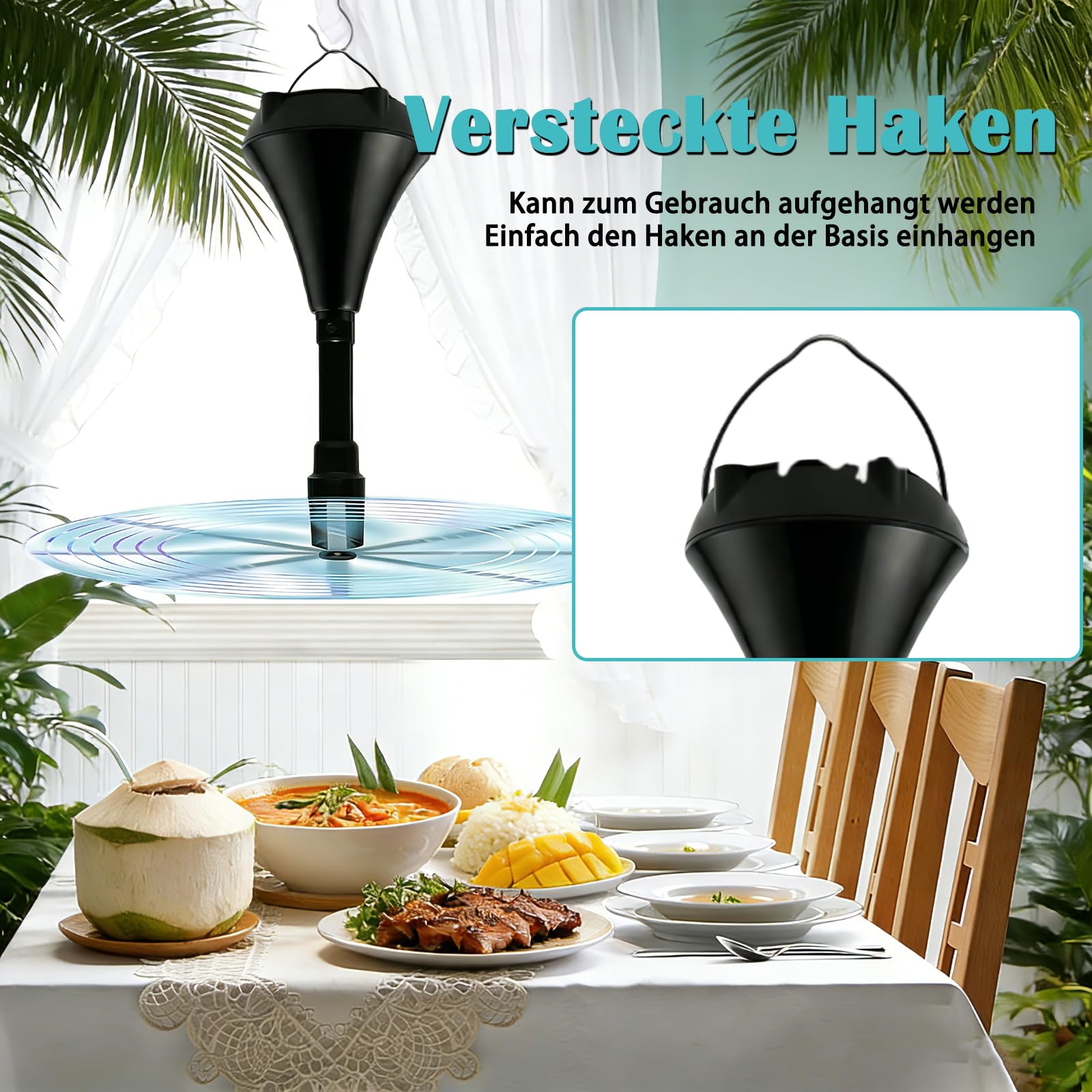 Repellente per Mosche, con USB C, Pieghevole Scaccia Mosche da Tavolo, Ventilatore Repellente Portatile, Fly Repellent Fan, Ventilatore Antizanzare Elettrico, per Esterno Cucina Ristoranti