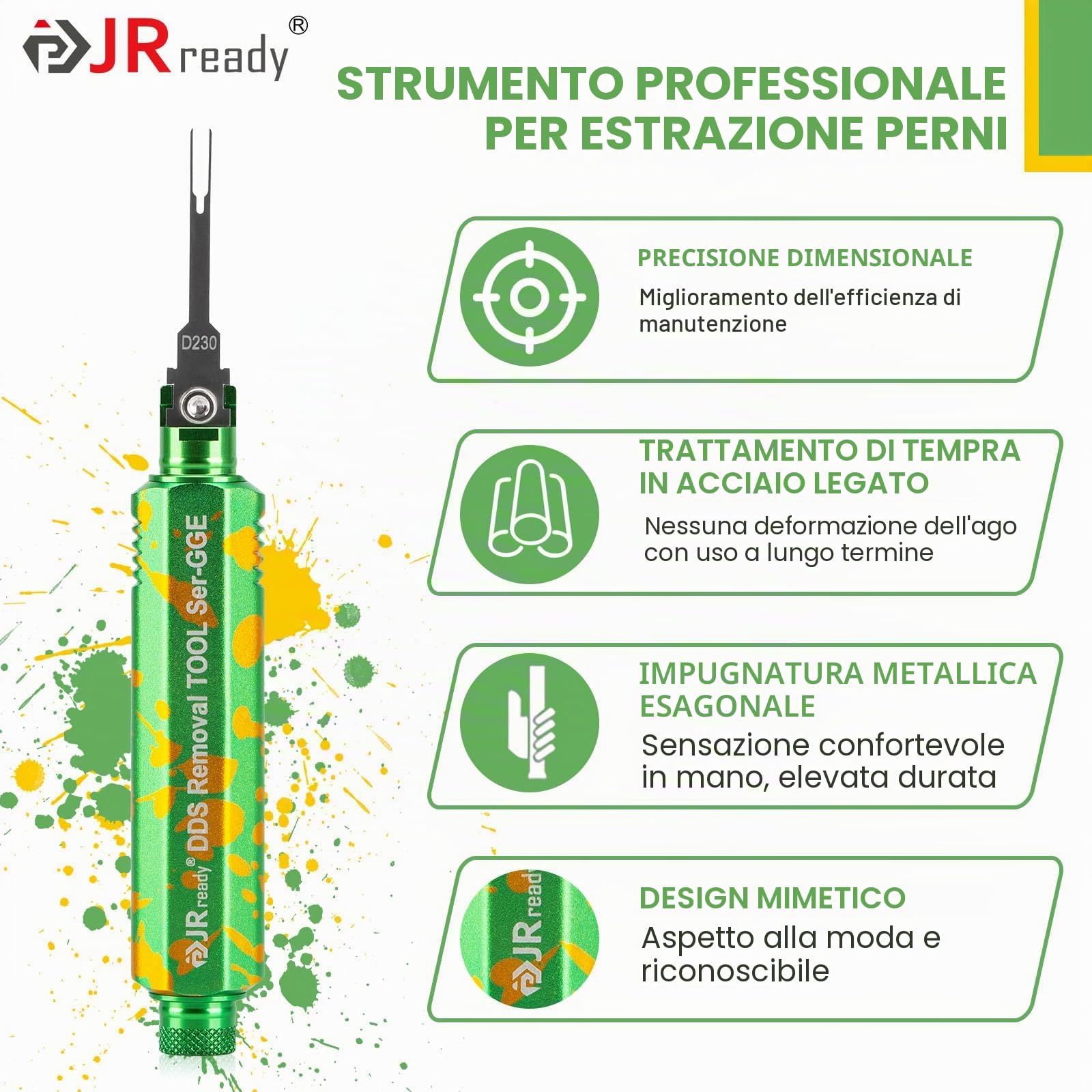 JRready ST5352-02 Strumento Estrazione Pin Strumento Rimozione Terminali Aggiornato con 1 Maniglia Stoccaggio 26 Punte Ricambio, per Connettori Deutsch AMP Te Molex Delphi JST JPT Harting
