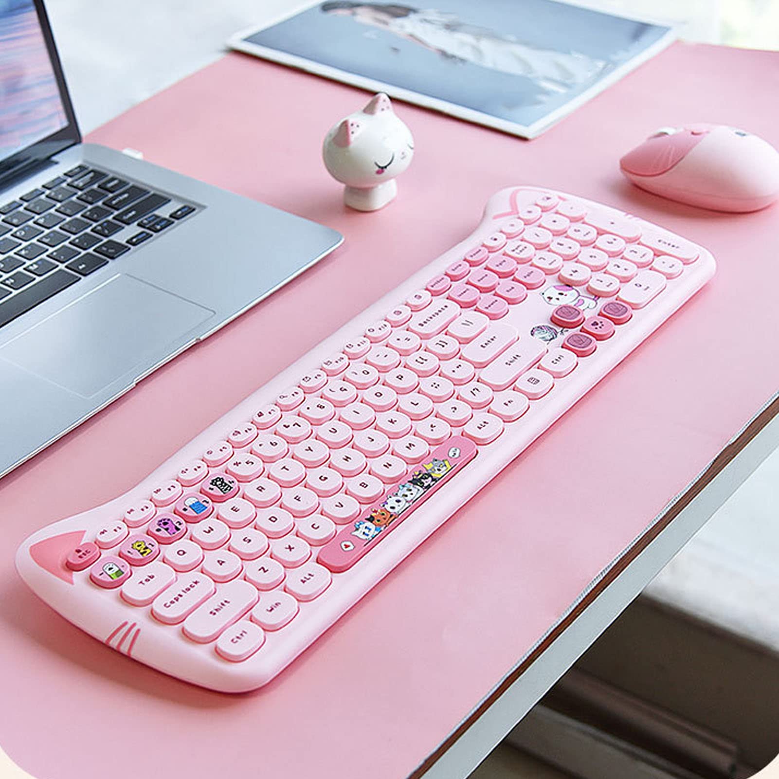 Klavye Mouse Combo, 2.4GHz Kablosuz Klavye Seti, 110 Retro