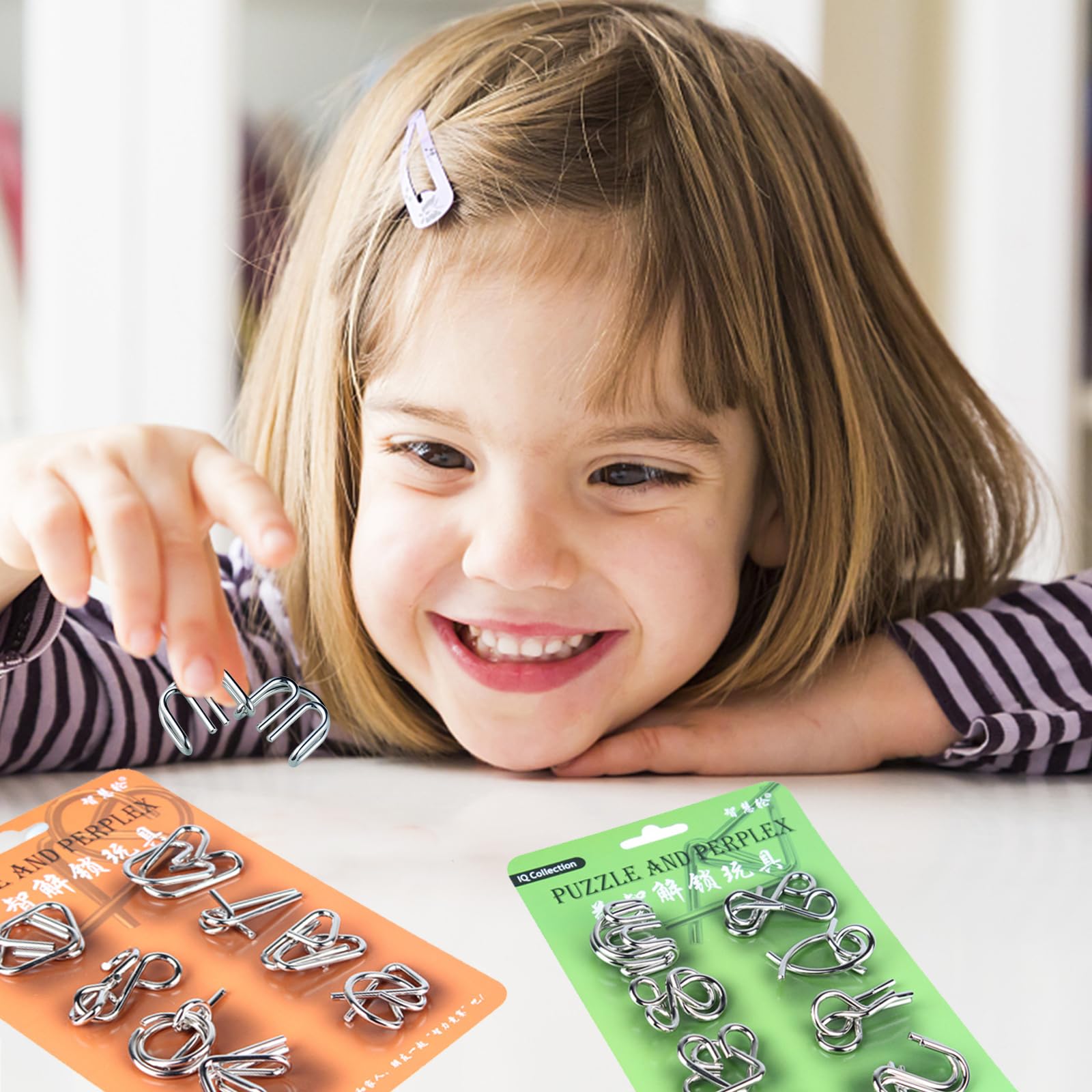 Puzzle Fil Métallique Lot 24 Lot De 24 Puzzles Fil Métallique – Casse-tête IQ Test – Jeux De Réflexion Pour Fêtes