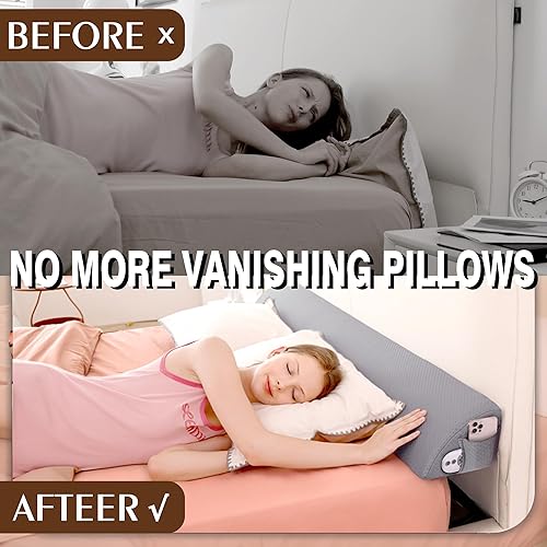 Miniatura 2 de jakoola Almohada de cuña para cama matrimonial (54 x 8 x 6 pulgadas) para espacio de cabecero, relleno de huecos de colchón de espuma viscoelástica