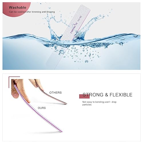 Miniatura 4 de Canvalite 12 limas de uñas gruesas de grano 100/180 para uñas acrílicas, lima de uñas profesional, reutilizable, tablero de esmeril, herramientas