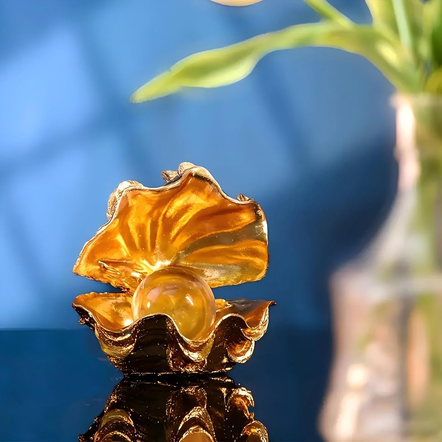 Amazon.com: Zonsuli Pearl Oyster Statues Gold Shelf Decor Home