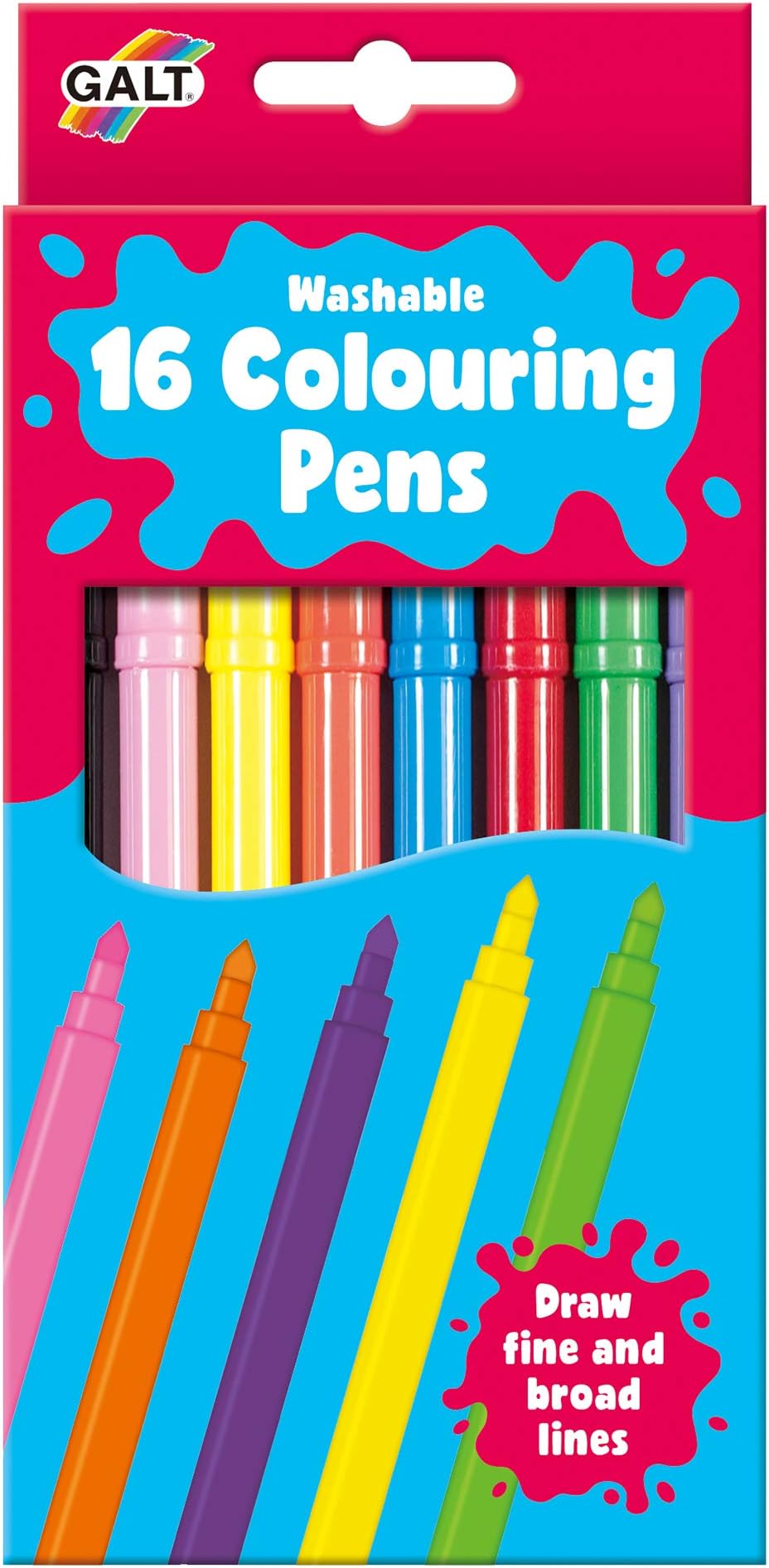 Toys, 16 Colouring Pens - Washable, Colouring Pens for Kids, Ages 3 Years Plus
