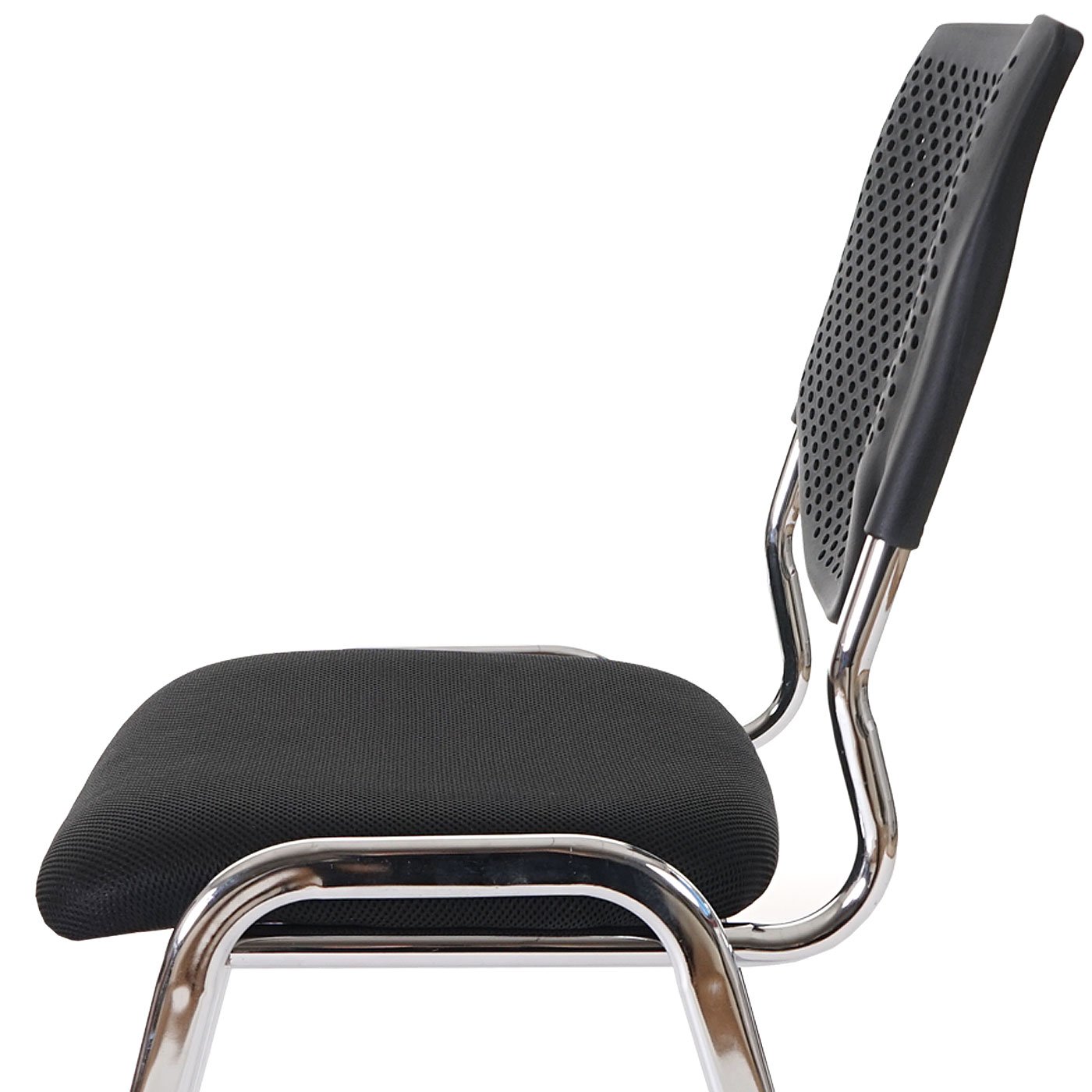 Mendler 2 x Chaise Visiteur T401 empilable Tissu siège Noir Pieds chromés