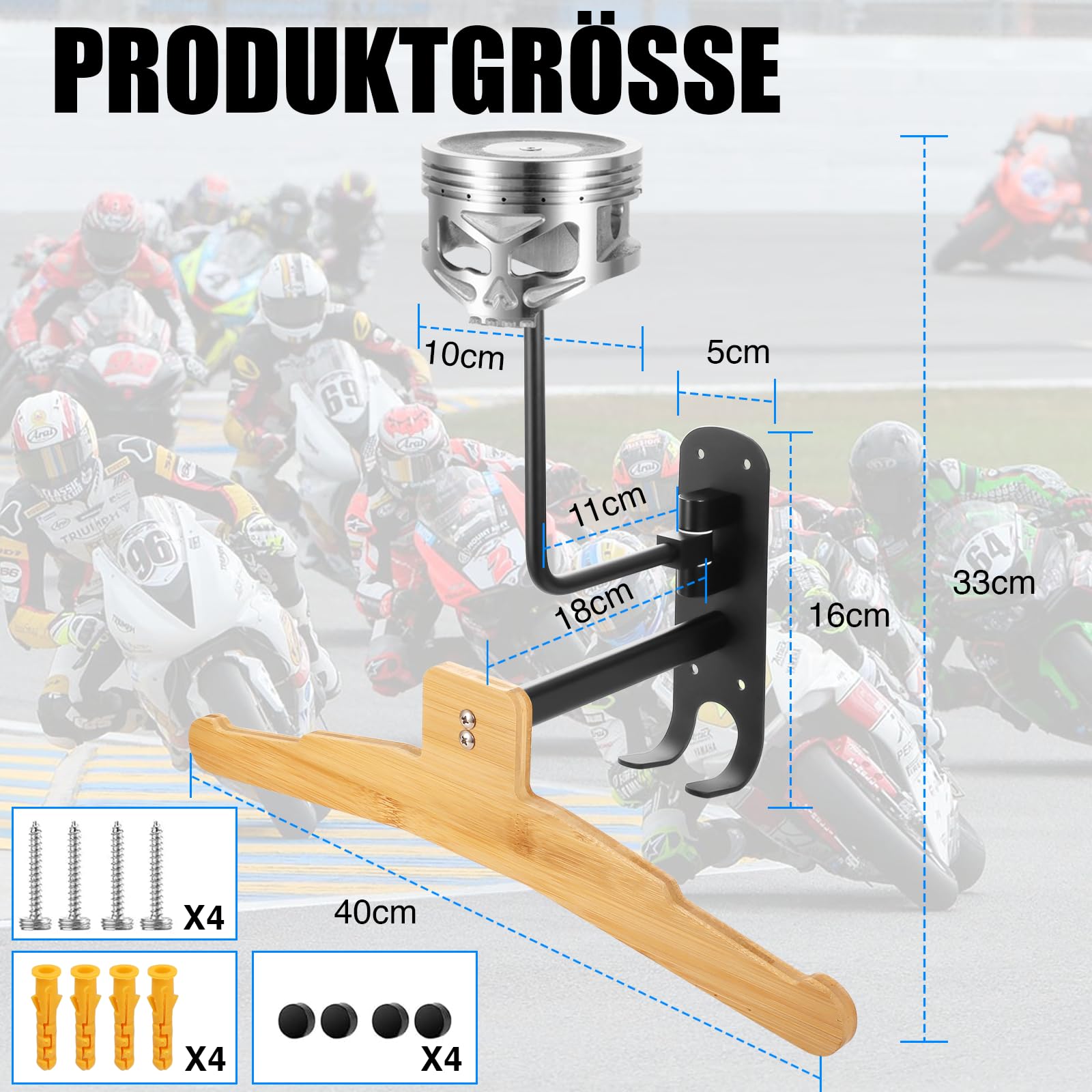 Motorrad Zubehör für Biker – 2-in-1 Wandhalterung für Helm & Jacke – Stylischer Helmhalter im Totenkopf Design