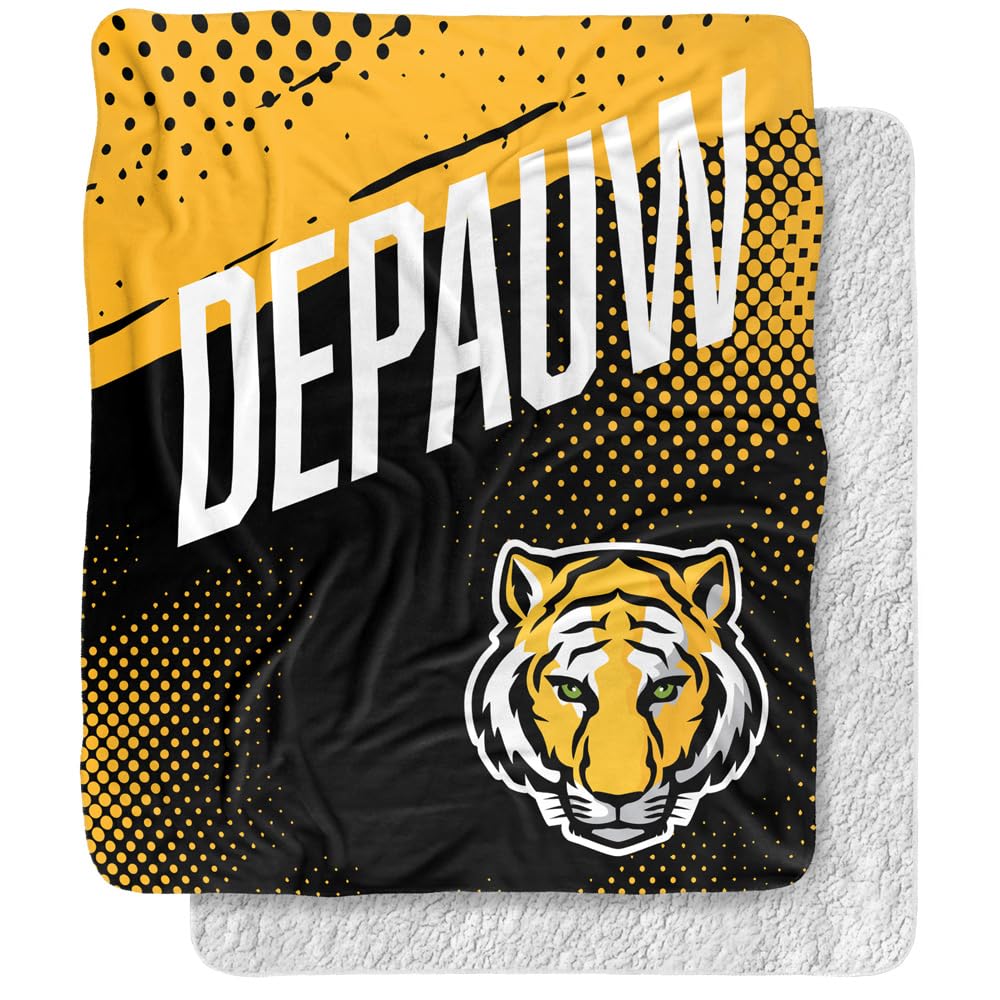 LOGOVISION DePauw University Fan Zone Silky Touch Sherpa Back Super Soft Throw Blanket 50"x60"