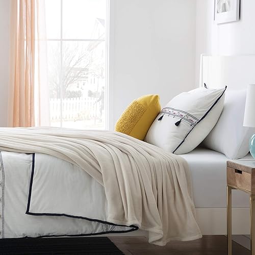 Miniatura 10 de Linenspa Manta de forro polar de franela, súper suave, transpirable, lavable a máquina, poliéster, varios colores disponibles, gris, Queen (90 x 90