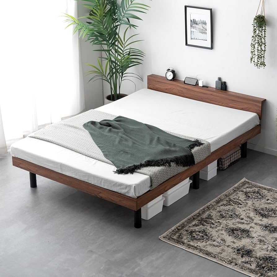 Amazon｜タンスのゲン ベッド シングル 宮棚付き 2口コンセント