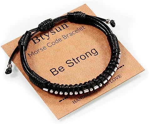 Inspirational Gifts for Men Morse Code Bracelets Mens Bracelets Graduation Gifts for Him Fathers Day Adjustable Leather Bracelet Motivational Birthday Annivesary Jewelry Stocking Stuffers for Men
