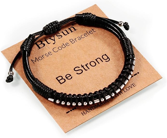 Inspirational Gifts for Men Morse Code Bracelets Mens Bracelets Graduation Gifts for Him Fathers Day Adjustable Leather Bracelet Motivational Birthday Annivesary Jewelry Stocking Stuffers for Men