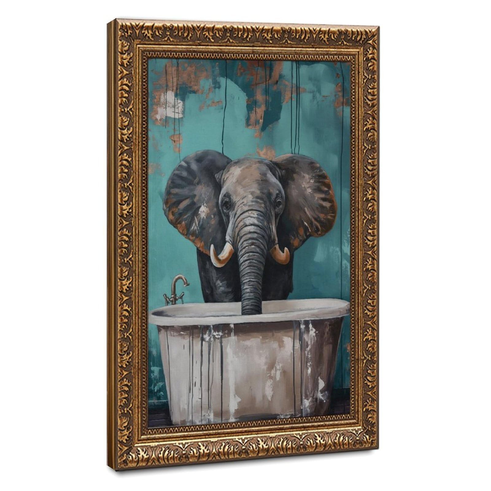 Bareronor Watercolour Elephant Poster Canvas Poster Bedroom Decor Landscape Office Room Decor Gift 24" L X 36" W