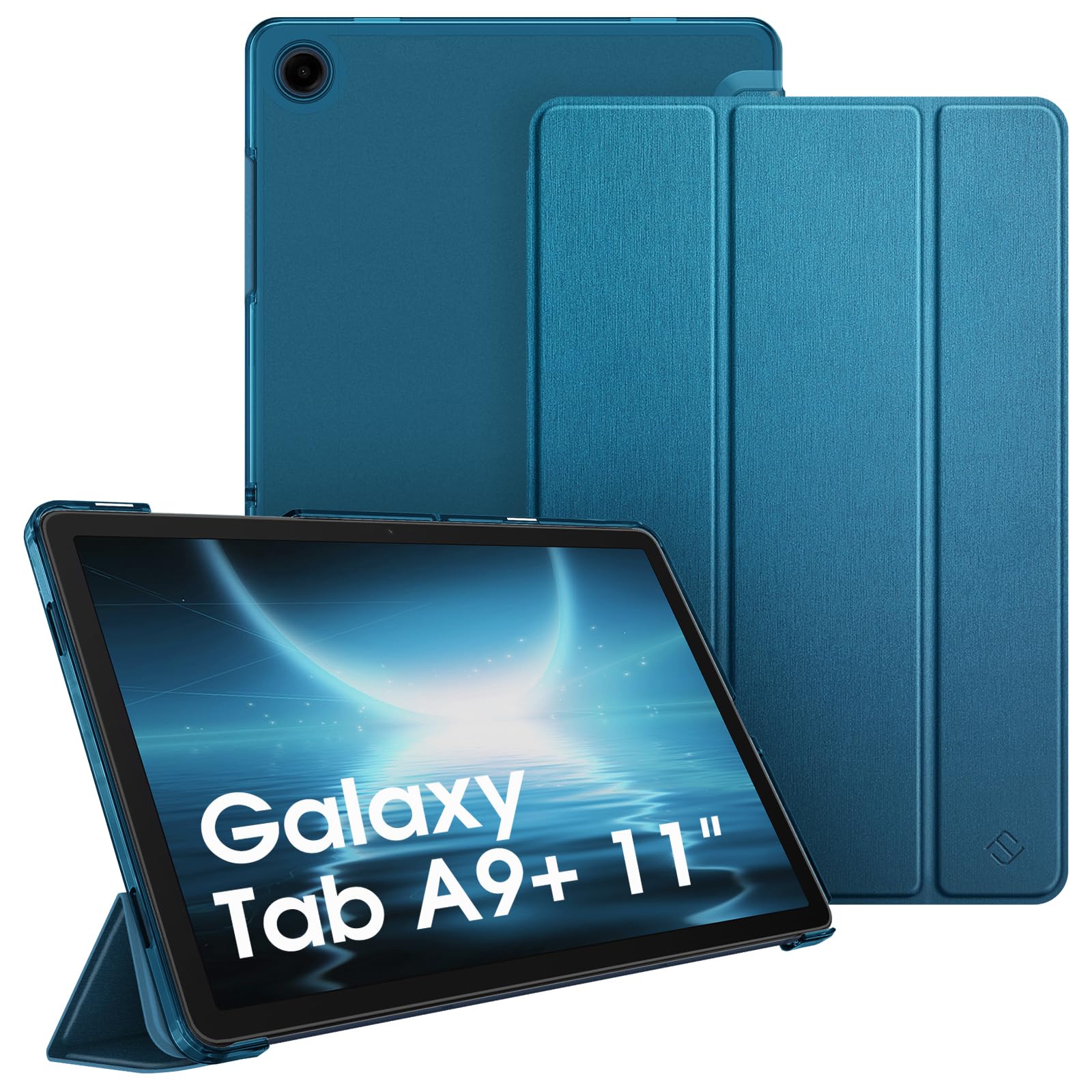 Sponsored Ad – FINTIE SlimShell Case for Samsung Galaxy Tab A9+ / A9 Plus 11 Inch 2023 Model (SM-X210/X216/X218), Lightweight Stand Translucent Frosted Back Cover with Auto Wake/Sleep, Peacock Blue