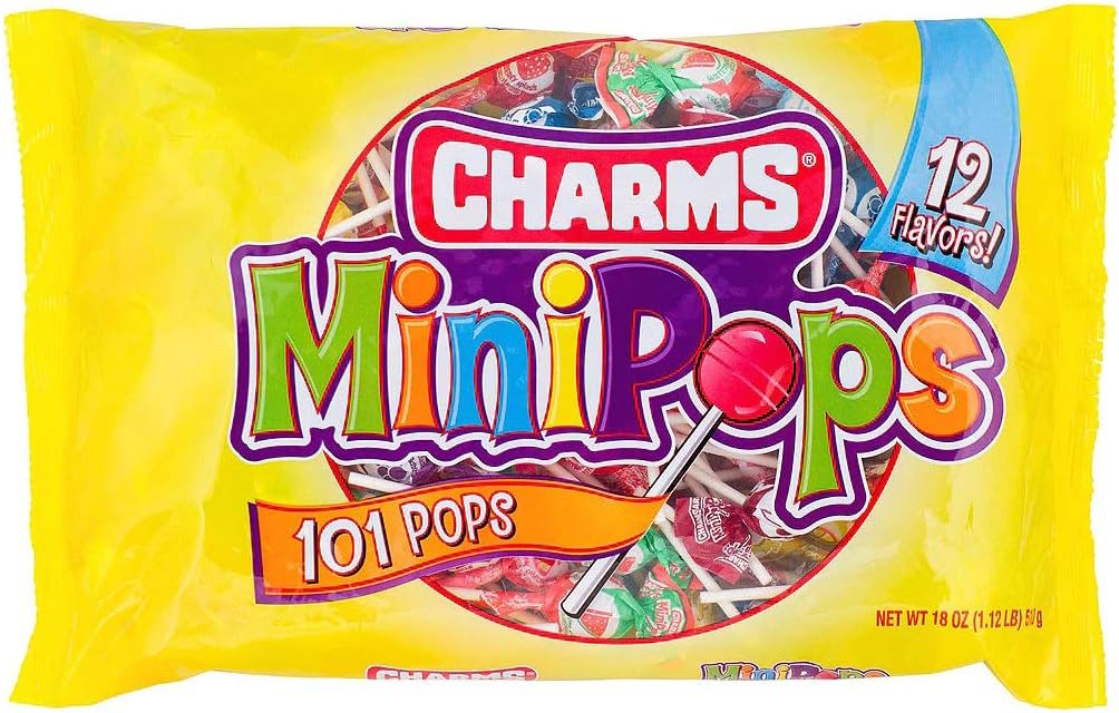 Charms Mini Pops Assorted Flavor Candy Lollipops, 101 Pops