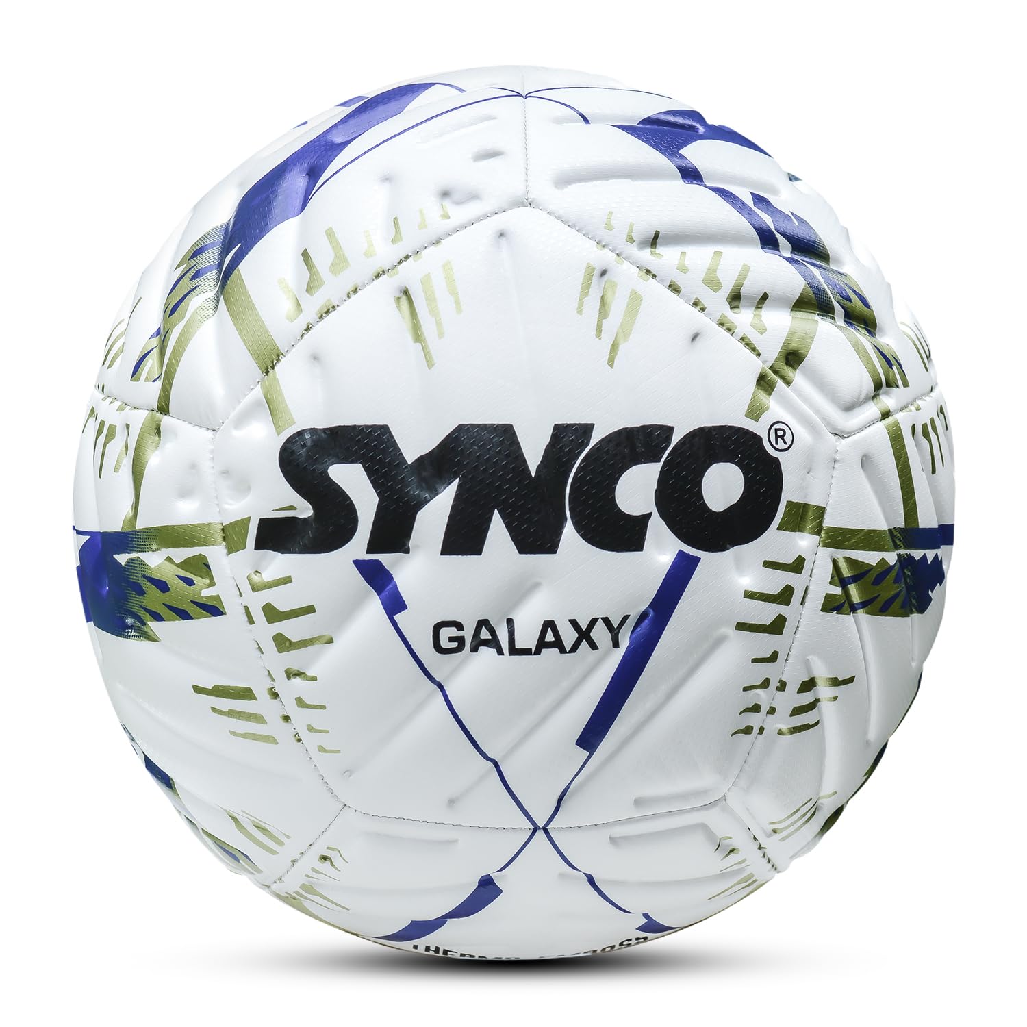Synco Galaxy Embossed Football | Thermo Fusion Match Ball | 12 Panel TPU Machine Stitched | Suitable for Hard & Turf Ground | Professional Football for Club Training and Matches, Soccer Ball Size 5