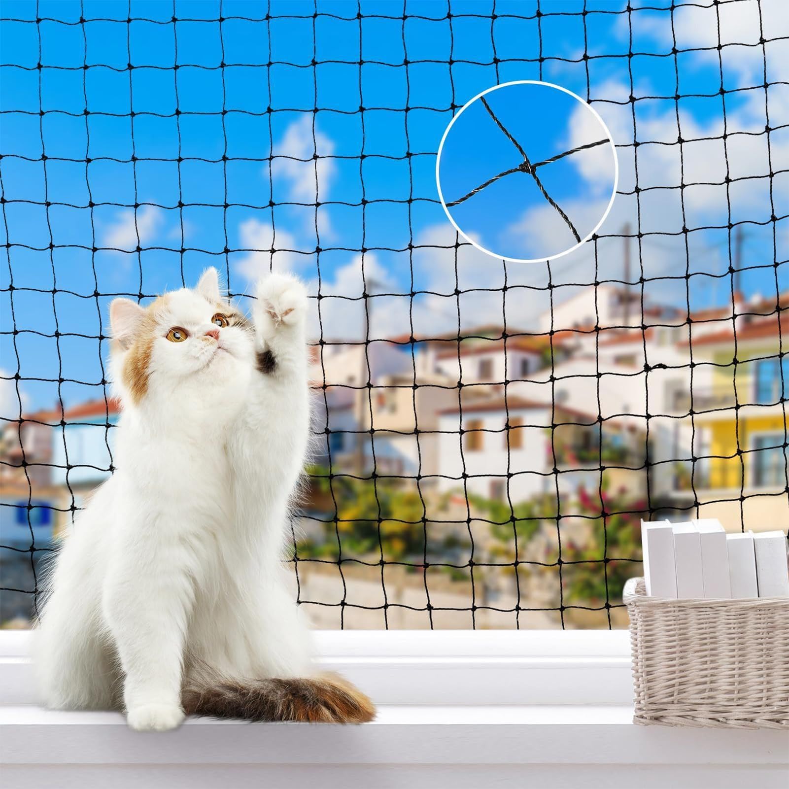 Balkonschutz für Katzen | Sicherheitsnetz für Balkon, Garten, Fenster & Innentreppen – Haustier-Sicherheitszaun für Katzen, einfach zu installieren