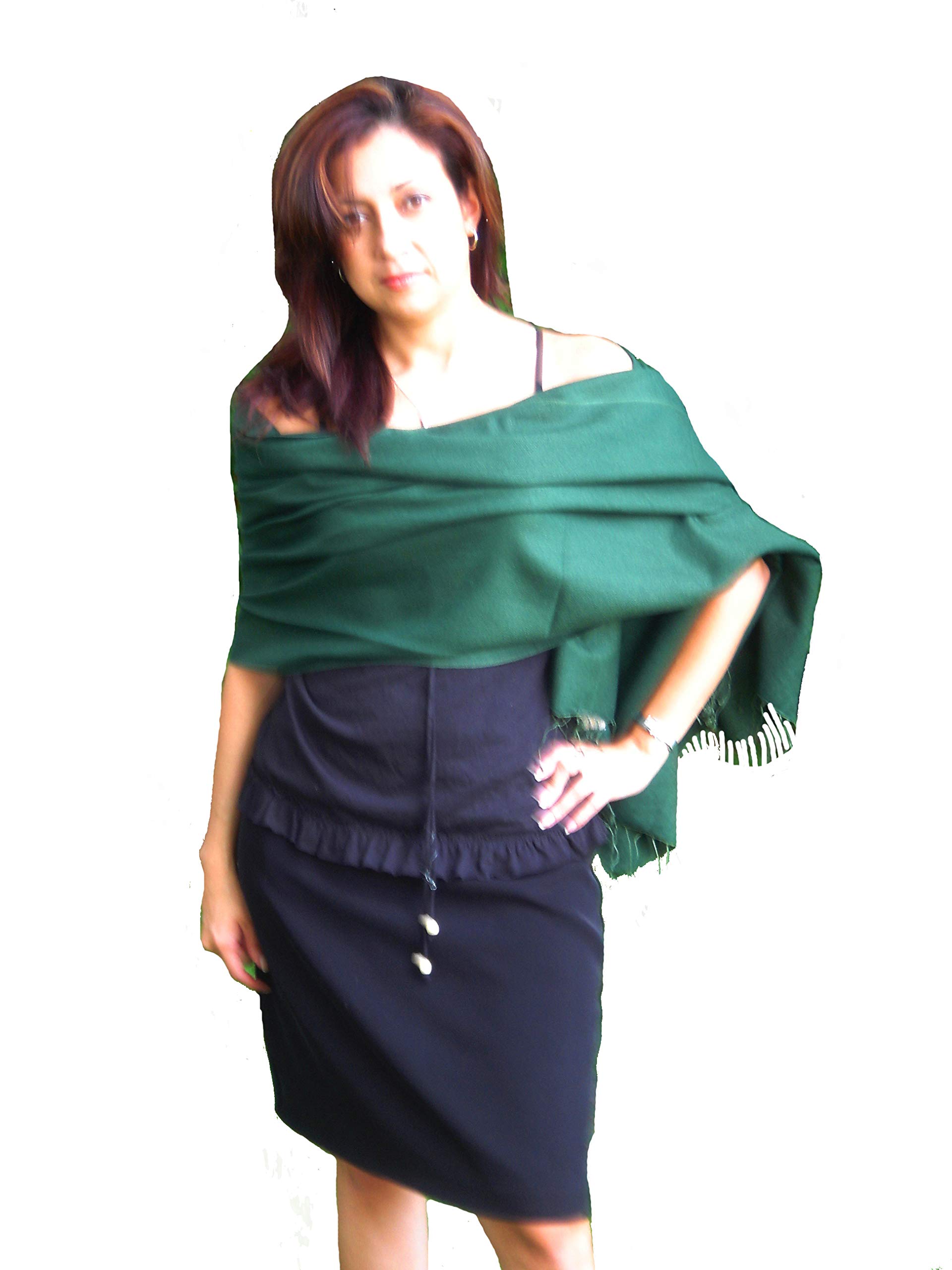 Cashmere Pashmina Group: Solid Pashmina Shawl, Scarf, Wrap & Stole (Large size) Bottle Green