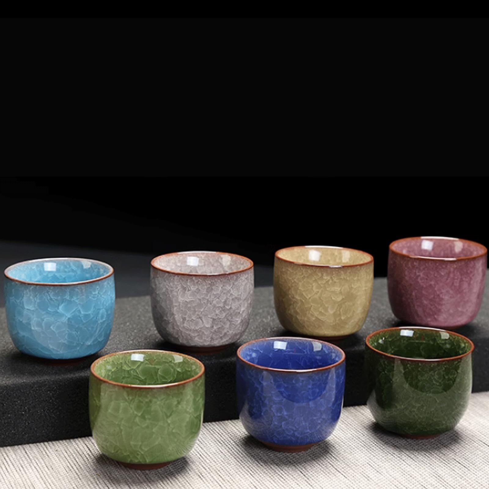 Ensemble de 7 tasses à thé de couleurs mélangées, ensembles de tasses à vin en céramique, tasses à saké classiques de Style chinois/japonais pour Restaurant, bureau et maison Service à saké