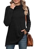 Womens Tunic Tops Turtleneck Long Sleeve Shirts Oversized Fall Sweaters Side Split High Low Hemline