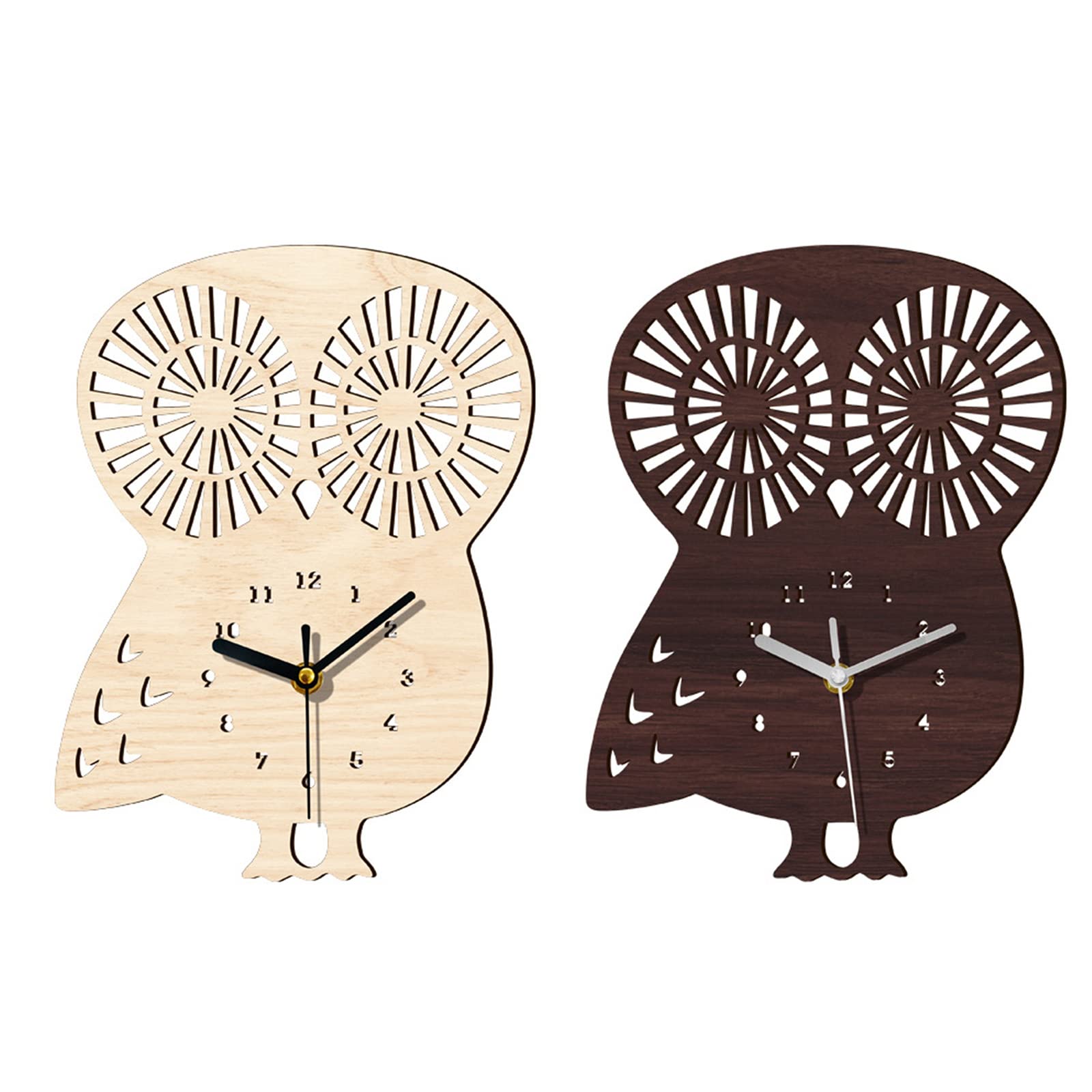 hejhncii Owl Wood Clock Hanging Wooden Ornament No Ticking Silent Clocks for Home Bedroom Living Room Wall Decoration Animal Wall Clock for Kids
