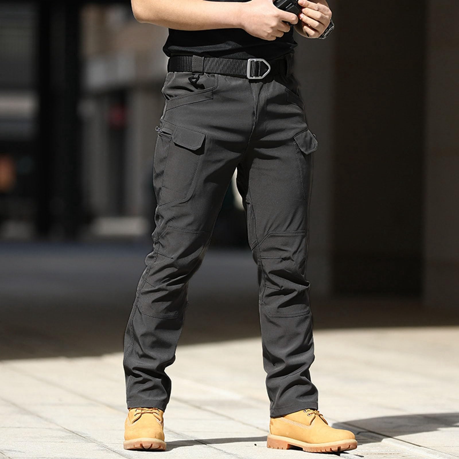 Pantalones de Trabajo Hombre Cargo Multibolsillos con Cremallera Pantalones de Trabajo Elásticos Ajustados Militares Tácticos Pantalón Hombre Ligeros Transpirables Impermeable Trekking Pantalon
