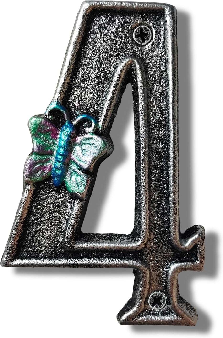4.8 Inch High House Numbers - Solid Cast Iron Home Address or Mailbox Numbers - Easy-to-Read Design for Enhanced Curb Appeal/Silver Finished/Number 2