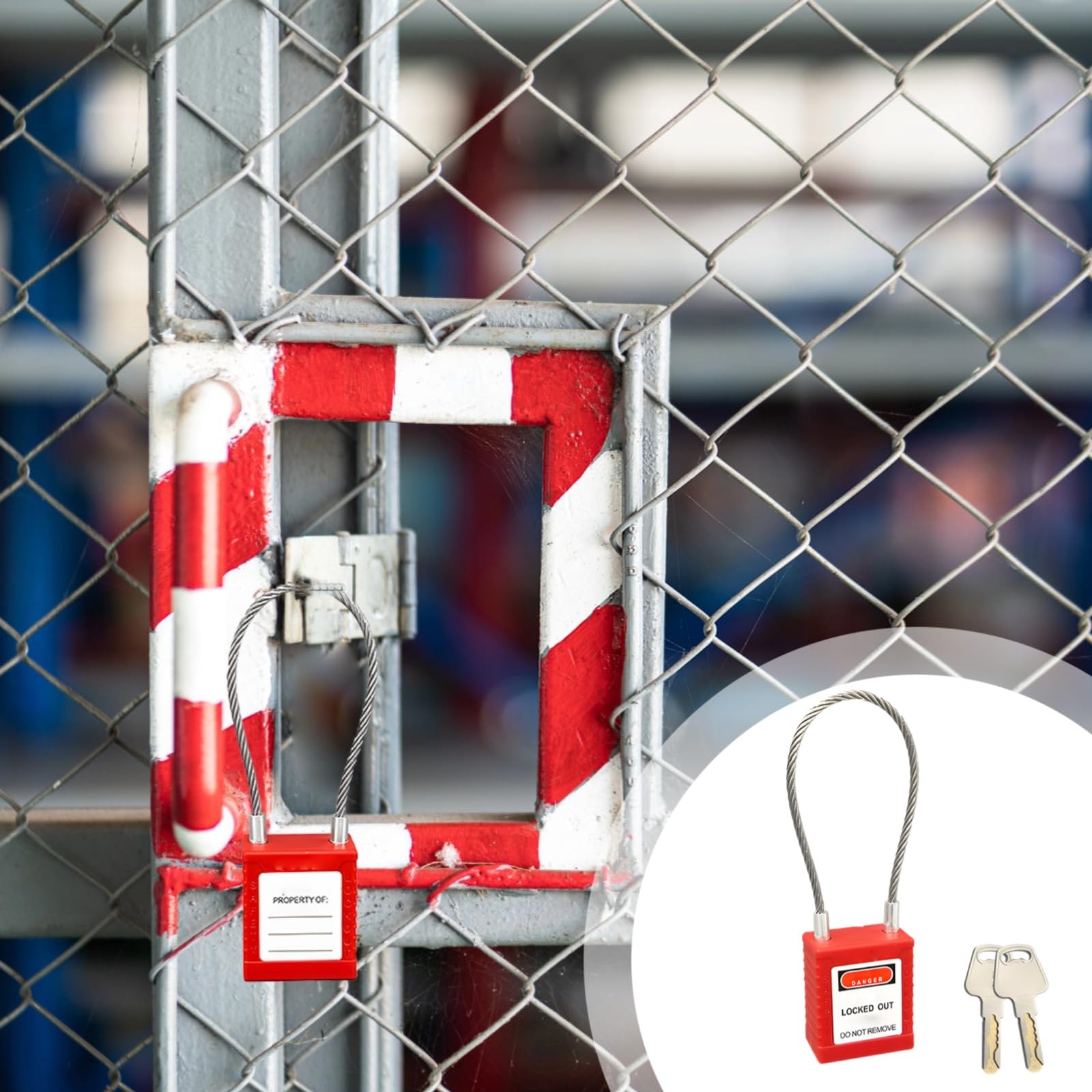 10 cerraduras de cable de acero con llave diferente, candados de seguridad industrial, cerraduras eléctricas seguras, cable de 90 mm, 20 llaves incluidas