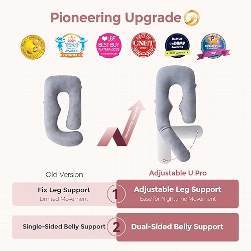 Miniatura 3 de Momcozy Dreamlign U Pro - Almohada de embarazo para dormir, almohada de maternidad con almohada ajustable para las piernas, funda extraíble, soporte