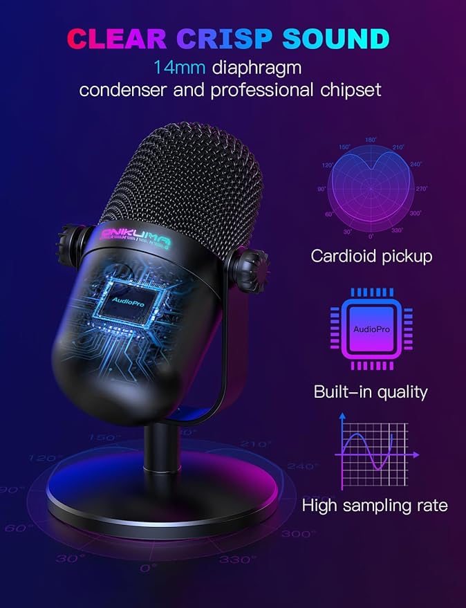 Micrófono USB con Cancelación de Ruido y Botón de Silencio p miniatura 2