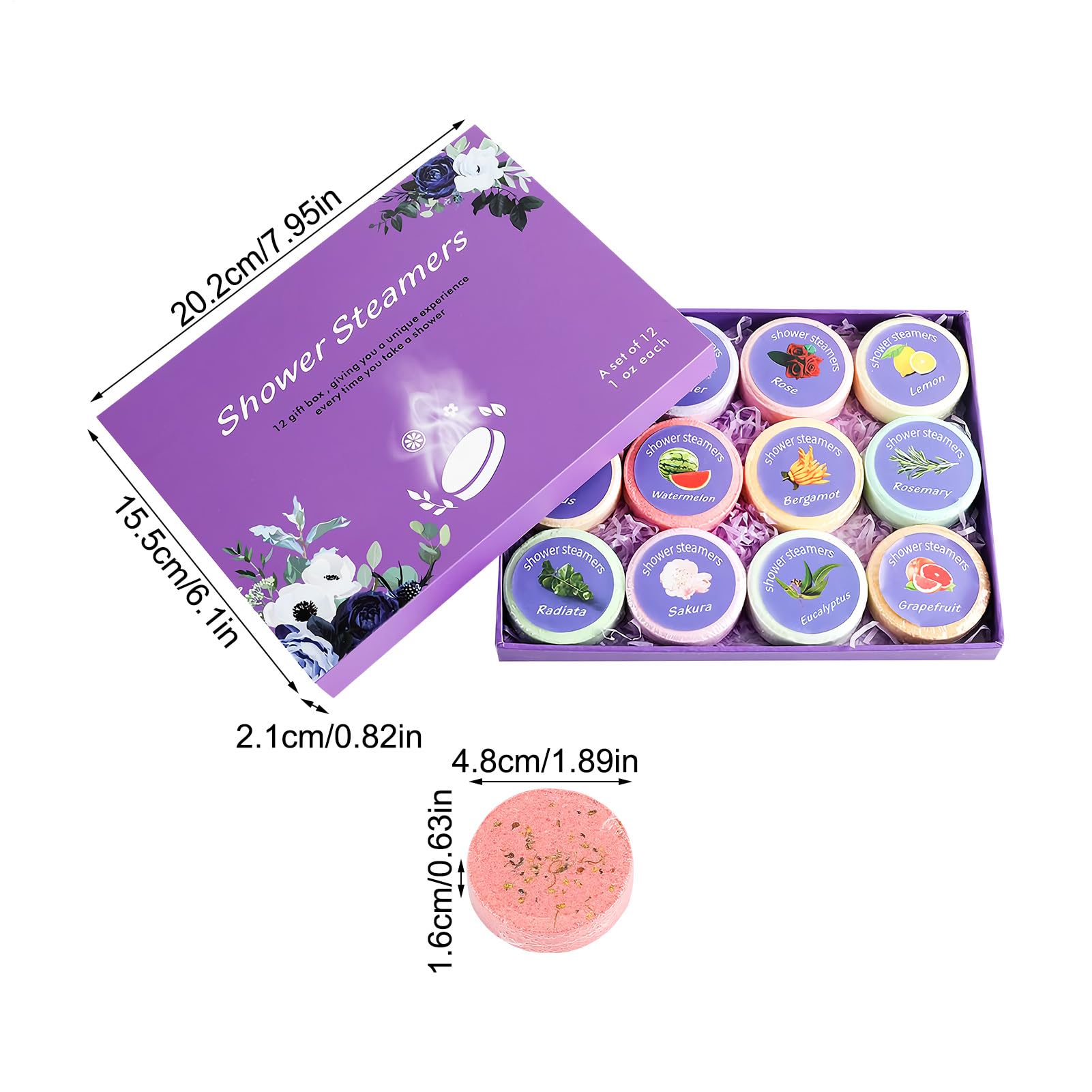 Parowar pod prysznic, aromaterapia, 12 sztuk, 4,8 cm, do domowego spa, prysznica, relaksujący zapach, do użytku w łazience, aromaterapii, wellness, prezent