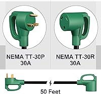 Vista 2 de STRIGHT Cable de Extensión para RV de 50 Pies 30 Amp, Cable de Extensión de Energía para RV NEMA TT-30P Macho a TT-30R Hembra Trabajo Pesado 10 AWG