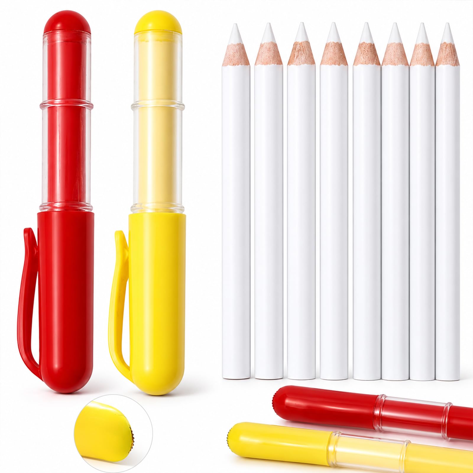 10 Pcs Chalk Pen, Tailors Chalk, Fabric Pens, for Dressmaking and Quilting, Precision White Dressmakers Sewing Chalks for Marking Fabric For Diy Crafts, Home Seamstresses and Professional Tailors