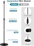 InnoGear Mic Stand, Microphone Stand Floor Detachable Boom Mic Arm Stands with Weighted Round Base, Height Adjustable from 34" to 60" for Blue Yeti HyperX QuadCast Shure SM58 Samson Q2U Fifine K669B