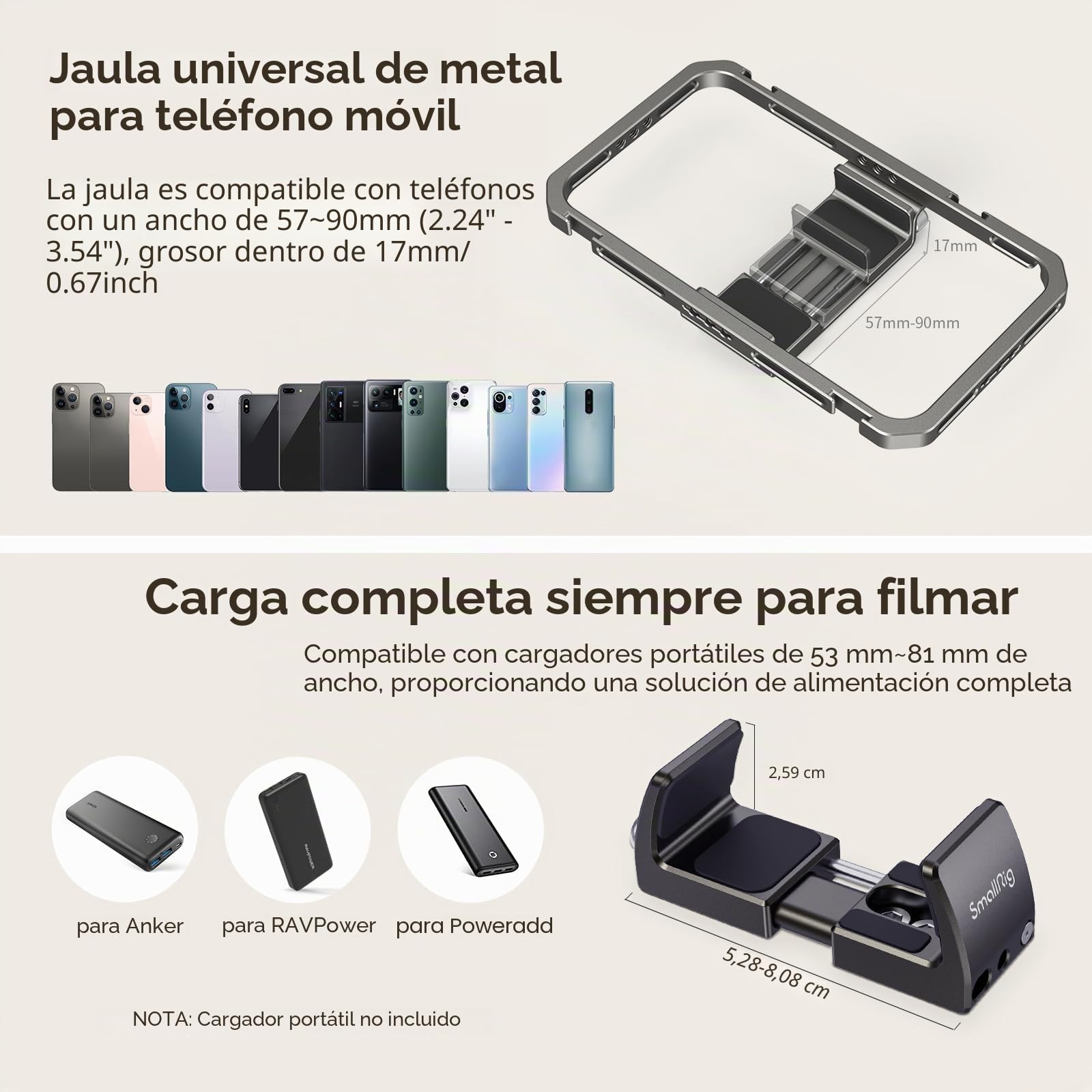 SMALLRIG Video Rig Kit para Teléfono Universal para iPhone 16/15/14/13/12 Series Teléfono Móvil Cámaras, Video Rig con Trípode, Micrófono, Luz LED, Side Handle, Soporte para Banco de Energía - 3384C