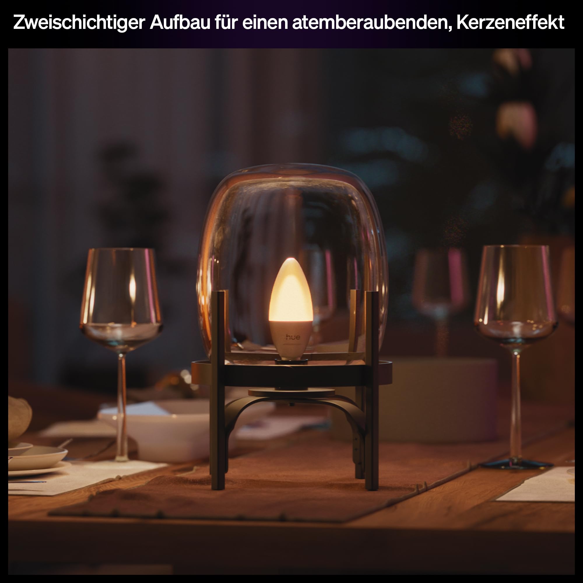 Philips Hue Smart LED-Kerzenlampe, B39, E14, 3er Pack, White Ambiance, Vollspektrumlicht 1.000 K–20.000 K, 500 lm, Extrem Niedrig Dimmbar, Alexa, Google Home, Apple Home