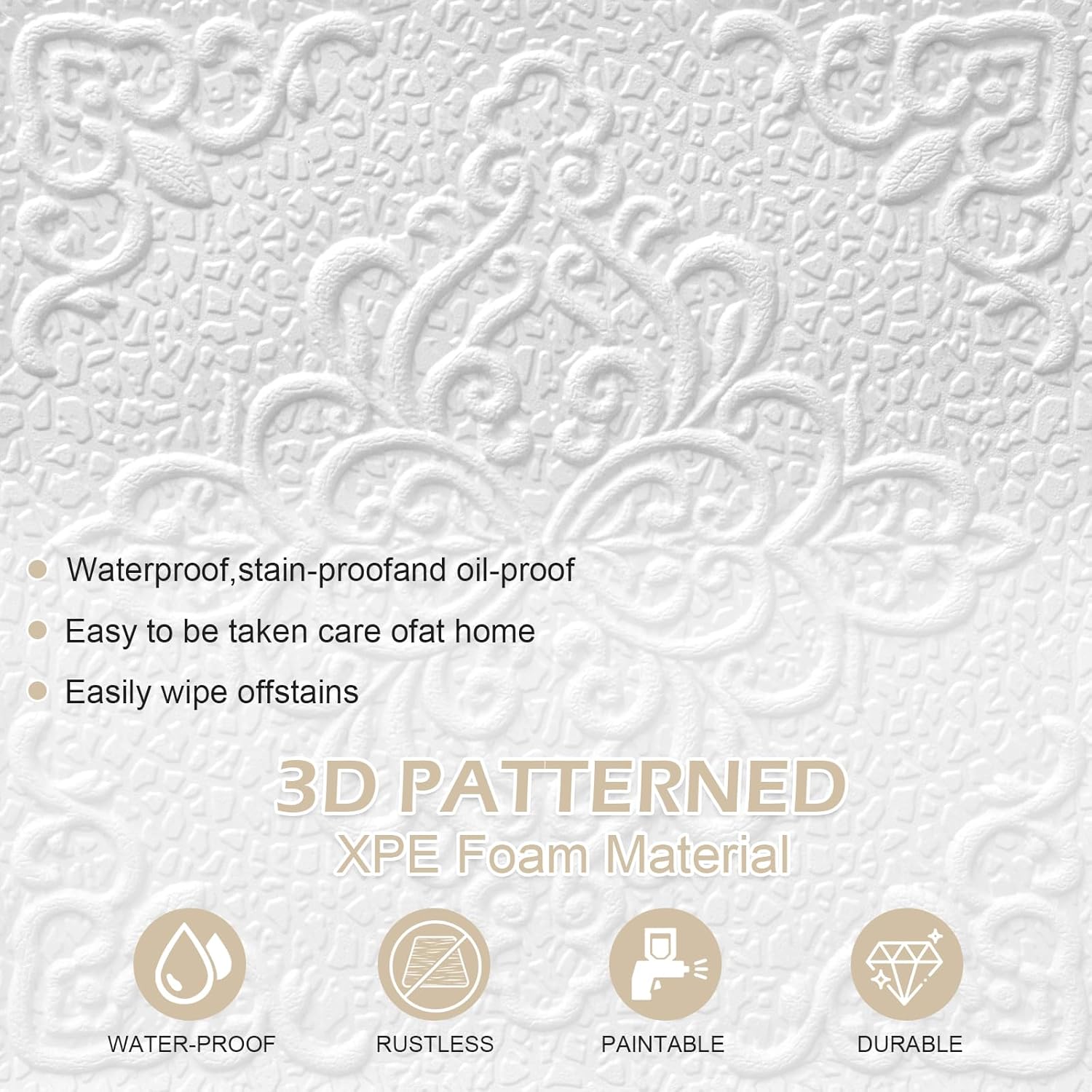 PVC Ceiling Tiles, Peel and Stick Ceiling Tiles, Pack of 20, Covering 26 Sq.Ft, 3D Foam Self-Adhesive Sticker, 13.8 in×13.8 in for Ceiling and Wall (Pattern A)