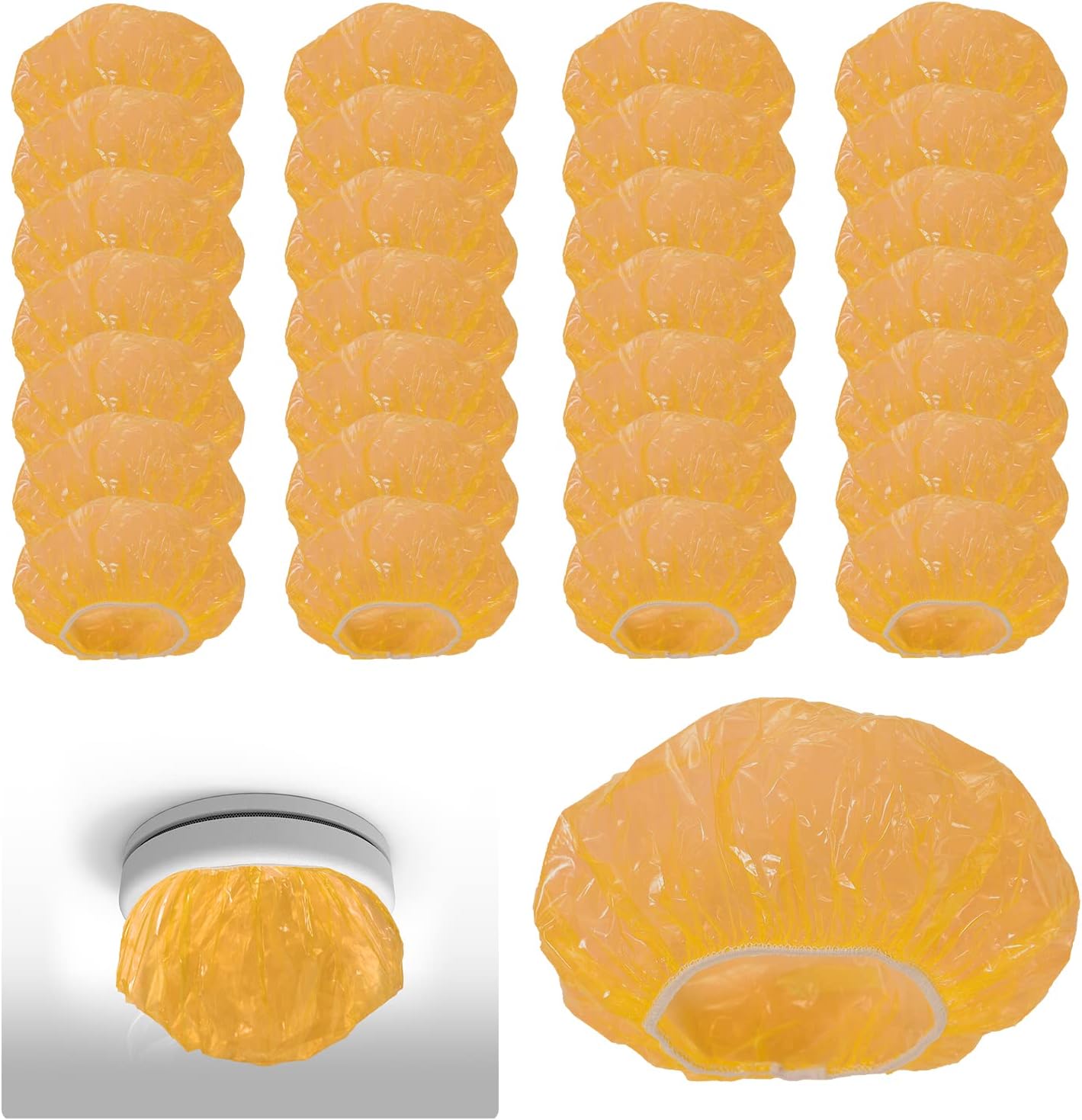 30pcs Smoke Detector Cover, Fire Alarm Dust Covers Reusable Fire Alarm Cap Cover Plastic Smoke Detector Cover Stretch for Inside Home Kitchen (Yellow)